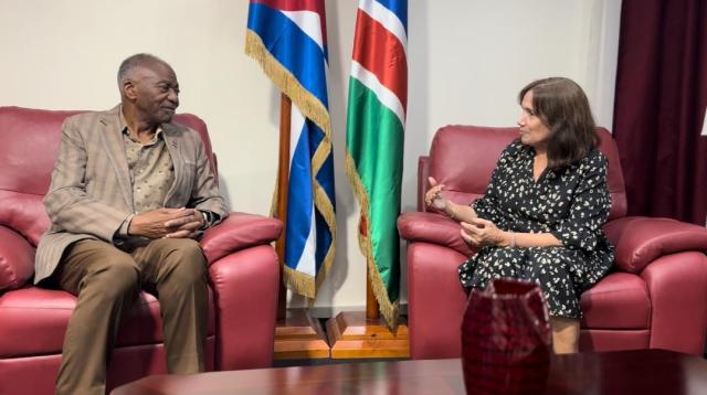 WINDHOEK, 20 October 2024 - Speaker of the National Assembly, Prof. Peter Katjavivi and Ana María Mari Machado, Vice President of the National Assembly of the People’ s Power of Cuba. 