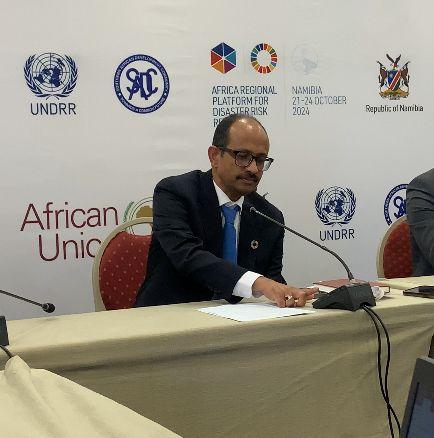 WINDHOEK, 23 OCT- Special Representative of the Secretary-General for Disaster Risk Reduction, United Nations Office for Disaster Risk Reduction (UNDRR) Kamal Kishore speaking at the Ninth Session of the Africa Regional Platform for Disaster Risk Reduction (AfRP-9) in Windhoek. (Photo: Sheila Perestrelo) NAMPA