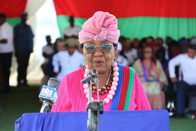 OTJIWARONGO, 26 October 2024 - The Swapo Party Secretary-General, Sophia Shaningwa speaks at a political campaign rally at Otjiwarongo in the Otjozondjupa Region on Saturday afternoon. (Photo by: Mulisa Simiyasa) NAMPA