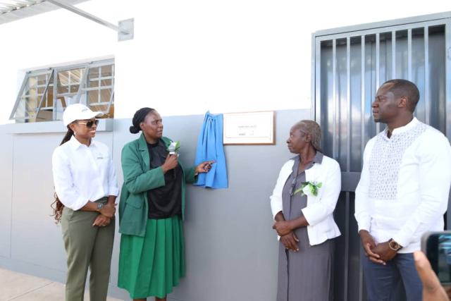 ZADANG: 30 October 2024 - Mobile Telecommunications Company (MTC) and the Motor Vehicle Accident (MVA) handed over a block of three classrooms at Zadang Junior Primary School in the Kavango East Region on Wednesday. (Photo by: Sawi Hausiku) NAMPA 