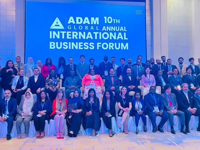 WINDHOEK, 30 October 2024 - Industrialisation and Trade Minister Lucia Iipumbu (middle centre) with 10th ADAM Global International Business Forum attendees (Photo: Contributed) NAMPA

