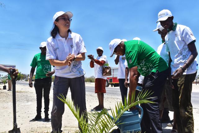 EENHANA, 02 November 2024 - FAO Representative in Namibia Dr. Qingyun Diao during the handover of a nursery and tree planting at Eenhana on Friday.