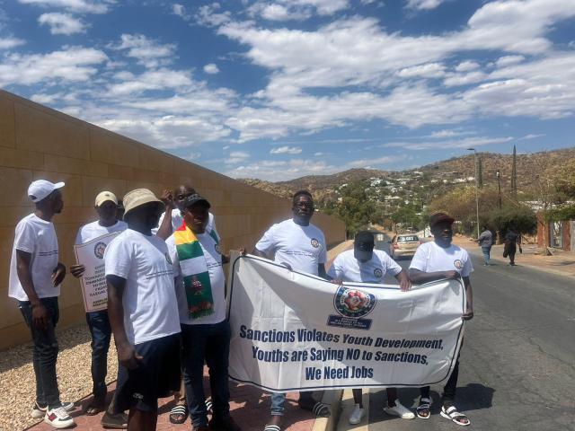 A group of Zimbabwean citizens at the U.S Embassy Photo: Justina Shuumbwa (NAMPA) 