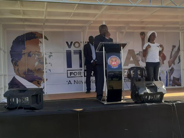 WINDHOEK, 09 November 2024 - President of the Independent Patriots for Change (IPC), Panduleni Itula speaking at a rally in Windhoek. (Photo by: Edward Tenete) NAMPA 