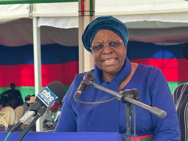 NKURENKURU, 12 November 2024- Vice President Netumbo Nandi-Ndaitwah speaks at the Swapo star rally in Nkurenkuru. (Photo by: Lylie Joel) NAMPA