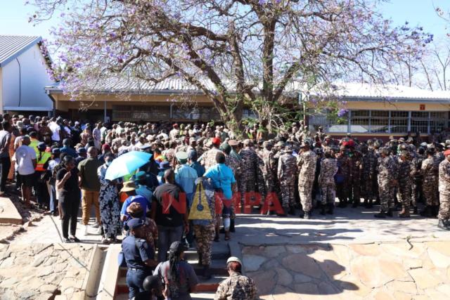 WINDHOEK, 13 November 2024 - Members of the Namibian Defence Force and police lining up to cast their votes in Windhoek on Wednesday. (Photo by: Hesron Kapanga) NAMPA