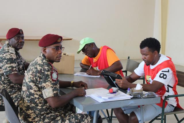 KEETMANSHOOP, 13 November 2024 – Members of the Namibian Defence Force pictured at WK Rover community hall at Keetmanshoop as their cast their votes in the Presidential and National Assembly elections on Wednesday. (Photo by: Suzith Tjitaura) NAMPA 