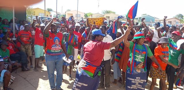 OPUWO, 24 NOVEMBER 2024 - The Swapo party closed off its campaign activities with a drive-through voter sensation rally on Sunday at Opuwo, Kunene region, ahead of Wednesday's general elections.. (Photo by: Uakutura Kambaekua) NAMPA. 