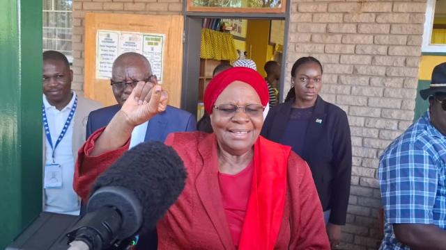 WINDHOEK, 27 November 2024 - Vice President Netumbo Nandi-Ndaitwah, who is also the ruling party’s presidential candidate, cast her vote at the Emma Hoogenhout Primary School in Windhoek. (Photo: Contributed)