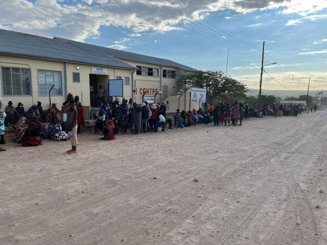 OPUWO, 27 NOVEMBER 2024 - Scores of voters who turned up to cast their votes at Opuwo' police station have to wait for at least 26 minutes before voting as ECN is aid to have experienced technical challengers. (Photo: Uakutura Kambaekua) NAMPA.