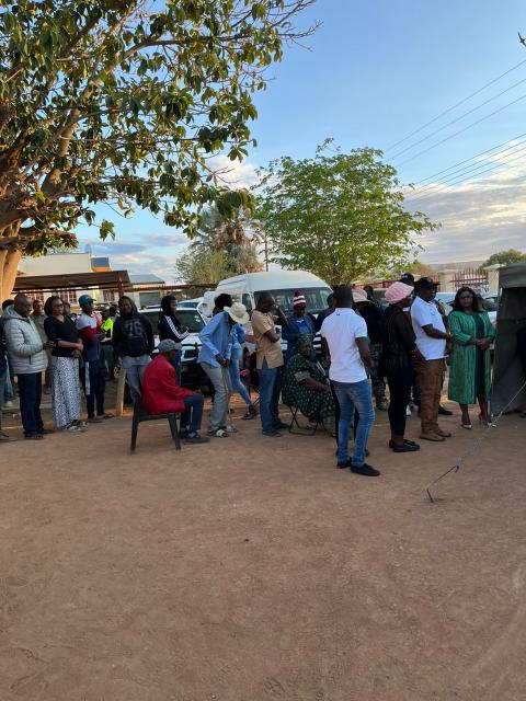 OPUWO, 27 NOVEMBER 2024 - Scores of voters who turned up to cast their votes at Opuwo' police station have to wait for at least 26 minutes before voting as ECN is aid to have experienced technical challengers. (Photo: Uakutura Kambaekua) NAMPA.