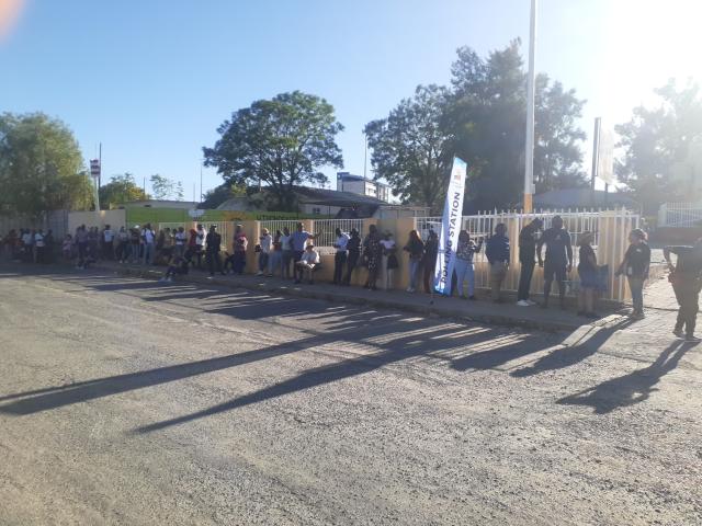 WINDHOEK, 29 November 2024 - Voters queueing up at the TransNamib hall polling station in the Windhoek West Constituency. (Photo by: Edward Tenete) NAMPA