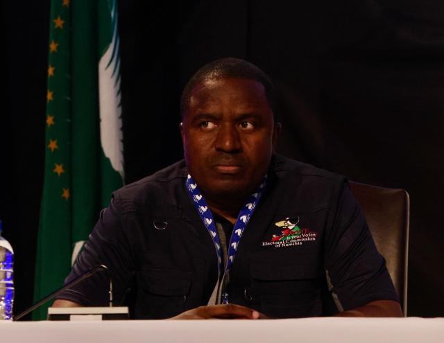 WINDHOEK, 03 December 2024 - Electoral Commission of Namibia (ECN) commissioner Gerson Sindano pictured during the results announcement of the 2024 Presidential and National Assembly election at the Electoral Commission Head Office in Windhoek. (Photo by: Hesron Kapanga) NAMPA