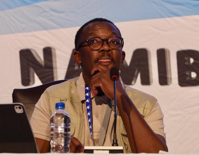 WINDHOEK, 03 December 2024 - Electoral Commission of Namibia (ECN) commissioner Pius Iikwambi pictured during the announcement of the final results of the 2024 Presidential and National Assembly elections at the ECN Head Office in Windhoek. (Photo by: Hesron Kapanga) NAMPA