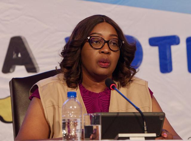 WINDHOEK, 03 December 2024 -  Elsie Nghikembua the Electoral Commission of Namibia chairperson pictured during the results announcement of the 2024 Presidential and National Assembly of the Republic of Namibia at the Electoral Commission Head Office in Windhoek. (Photo by: Hesron Kapanga) NAMPA