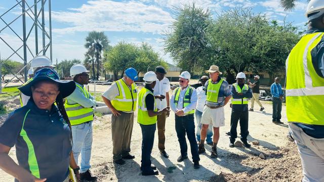 EENHANA, 05 December 2024 - Minister of Agriculture Calle Schlettwein and NamWater CEO Abraham Nehemia assessing the progress of the Ohangwena ll Wellfield project. (Photo by: Maria David) NAMPA