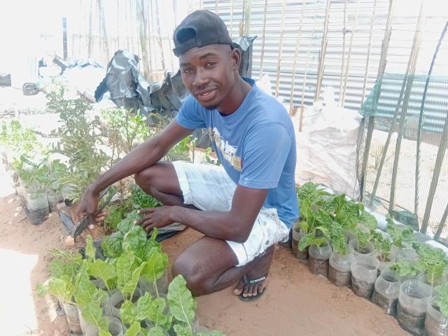 MARIENTAL, 05 December 2024 - Pinias Namwandi, who says his interest in gardening started at an early age. (Photo by: Charmaine Boois) NAMPA