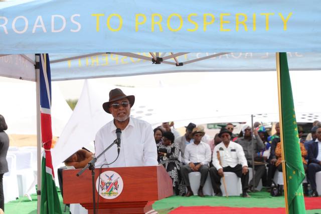 AMINUIS, 11 December 2024 - President Nangolo Mbumba officially commissioned the Gobabis-Aminuis Road (Photo contributed) NAMPA 