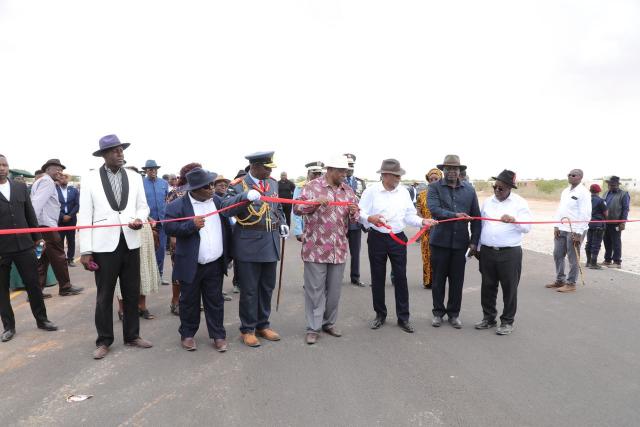 AMINUIS, 11 December 2024 - President Nangolo Mbumba officially commissioned the Gobabis-Aminuis Road (Photo contributed) NAMPA 