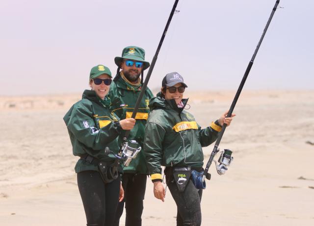 SWAKOPMUND, 11 December 2024 – South African Anglers while in action at the International Shore Angling Gala tournament which was held between Namibian and South African anglers in Henties Bay. (Photo by: Hesron Kapanga) NAMPA