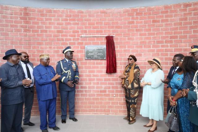 OPUWO, 17 DECEMBER 2014 - Namibia's Vice President, Dr. Netumbo Nandi-Ndaitwah, and other government dignitaries, including Dr. Albert Kawana, Inspector General Joseph Shikongo, Kunene governor Marius Sheya, Frans Kapofi, Lucia Witbooi, Janelly Matundu, Kavango East governor Bonifatuis Wakudumo, and Kunene Police regional commander Commissioner James Nderura, officiated the opening of the newly constructed Kunene regional Police headquarters on Tuesday. (Photo: Contributed) NAMPA.