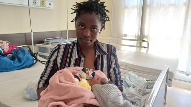 SWAKOPMUND, 26 December 2024 - Lusia Kalote holds her baby girl, which was the first Christmas baby delivered in the Swakopmund State Hospital. The baby who weighed 3.38 kg at birth was born at 05h18. (Photo: Contributed)