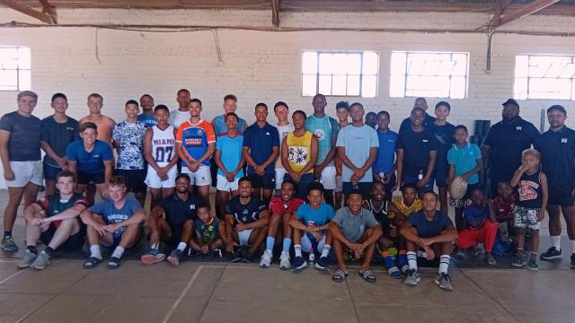 MARIENTAL, 08 January 2025 – Professional rugby player Helarius Kisting and Mariental-based rugby coach Unomasa Kavita are hosting a two-day rugby training camp in Mariental along with representatives of the Namibia Rugby Union. (Photo by: Charmaine Boois) NAMPA