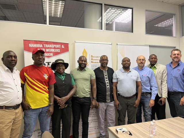 WINDHOEK, 16 January 2025 - President and council members of the Security Assocation of Namibia with members of the Namibia Security Labour Forum and other security associations. (Photo: Justina Shuumbwa) NAMPA