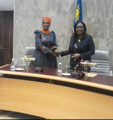 WINDHOEK, 30 January 2025 - Commissioner Hâbatte Doëses with Prime Minister Saara Kuugongelwa-Amadhila. (Photo by: Edward Tenete) NAMPA