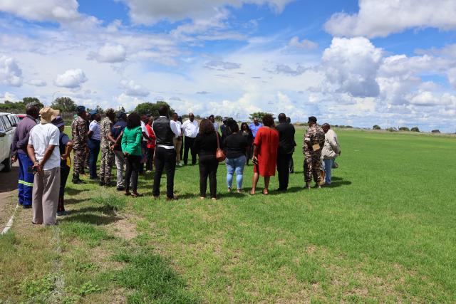 GROOTFONTEIN, 17 February 2025 - The leadership team of the Otjozondjupa Region on Monday afternoon inspected the Omulunga Sports Stadium at Grootfontein, where the State memorial service for the late Founding President, Sam Nujoma is expected to take place on 24 February 2025. (Photo by: Mulisa Simiyasa) NAMPA