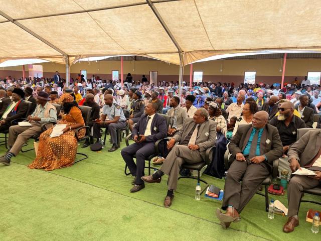 OPUWO, 23 FEBRUARY 2025 - On Sunday, hundreds of residents from Kunene came together in Opuwo to pay tribute to, celebrate, and share their stories about Namibia's first President, Dr. Sam Nujoma. (Photo by: Uakutura Kambaekua) NAMPA.