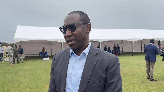 WALVIS BAY, 24 February 2025 - Governor of the Erongo Region Neville Andre Itope speaking on the preparedness of the region to host the regional memorial service for the Late Founding President Dr Sam Nujoma which will be held at the Kuisebmund Stadium on Tuesday. (Photo by: Isabel Bento) NAMPA