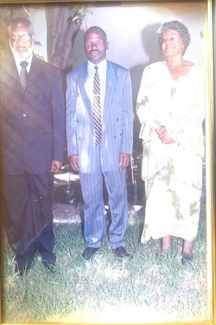 WINDHOEK, 25 February 2025- Founding President Sam Nujoma pictured with Antonius Nakale (M) and First Lady Ovambo Nujoma (Photo Contributed) NAMPA