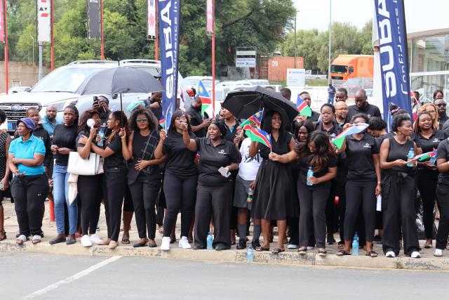 WINDHOEK, 27 February 2025 - MVA Fund staff were among those who came out to witness the street procession for the late Founding President, Sam Nujoma. (Photo by: Andreas Thomas) NAMPA