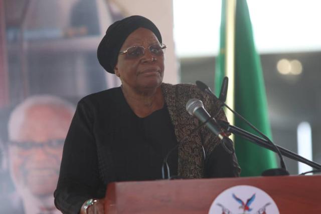 WINDHOEK, 28 February 2025 - Vice President and President-elect Netumbo Nandi-Ndaitwah speaks at Founding President Sam Nujoma's memorial service on Friday. (Photo by: Hesron Kapanga)