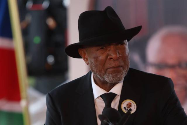 WINDHOEK, 28 February 2025 - President Nangolo Mbumba speaks during the memorial service held for Founding President Sam Nujoma in Windhoek on Friday. (Photo by: Hesron Kapanga) NAMPA