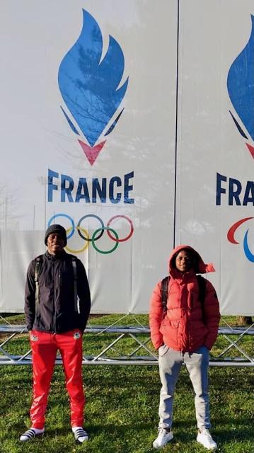 WINDHOEK, 04 March 2025 – Namibian wrestlers Devin Shafaihuuna Benhard and Virinao Cliff Nguatjitipose pictured at the National Institute of Sport, Expertise, and Performance (INSEP) in Paris, France. (Photo: Contributed) 