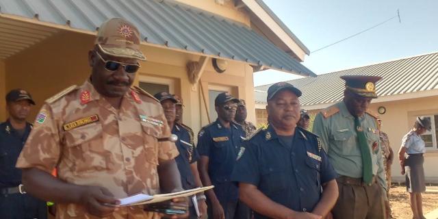 KATIMA MULILO, 13 March 2025 - NamPol Inspector General, Lieutenant-General Joseph Shikongo speaks at the handing over of equipment for de-bushing and demining operations along the Namibia-Zambia borderline at Kamenga. (Photo by: Michael Mutonga Liswaniso) NAMPA 
