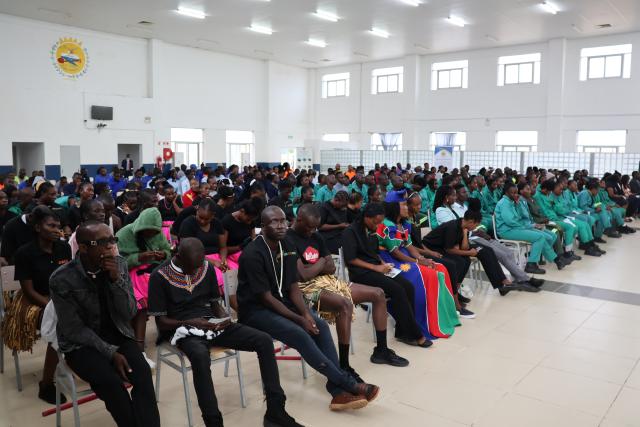 RIETFONTEIN, 17 March 2025 - A section of trainees of the National Youth Service (NYS) at Rietfontein outside Grootfontein in the Otjozondjupa Region attends the official opening of the 2025 academic year on Monday morning at the centre. (Photo by: Mulisa Simiyasa) NAMPA