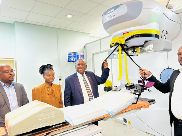 WINDHOEK, 17 March (NAMPA)- Dr. Kalumbi Shangula pictured with Oncologist Dr. Laina Iiyambo at the  Oncology center at Windhoek Central Hospital (Photo by: Eba Kandovazu). NAMPA