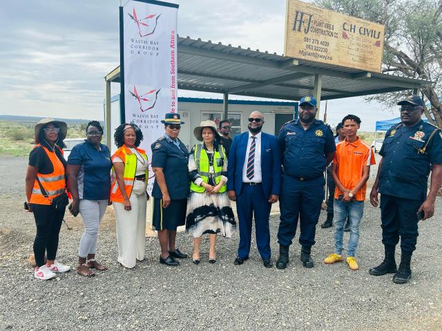 KEETMANSHOOP, 19 March 2025 - ||Kharas Governor, Aletha Frederick pictured with various stakeholders during the 'Thank a Trucker' event at the Keetmanshoop roadblock on Wednesday. (Photo: Contributed) 