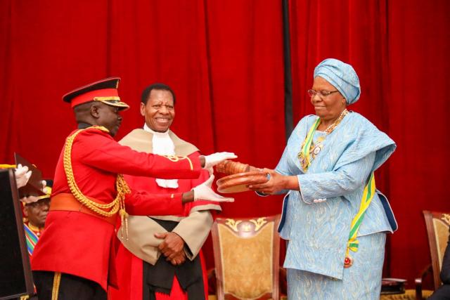 WINDHOEK, 21 March 2025 - President Netumbo Nandi-Ndaitwah receives the instruments of power after taking her oath of office at State House on Friday. (Photo: Contributed)
