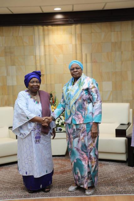 WINDHOEK, 23 March 2025 - Nkosazana Dlamini-Zuma paying President Netumbo Nandi-Ndaitwah a courtesy visit at State House. (Photo: Contributed) 