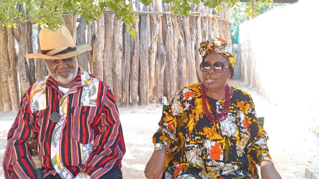 TSANDI, 28 March 2025 - Uukwaluudhi King Josia Shikongo Taapopi and Queen Liisa Nandjala-Taapopi during a visit at the palace on Friday. (Photo: Maria David)NAMPA