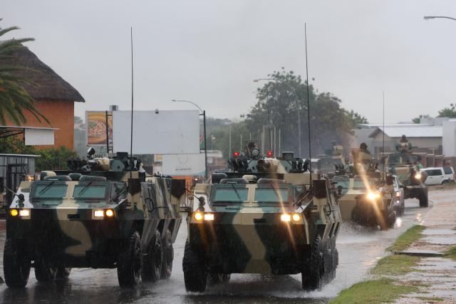 WINDHOEK, 20 March 2025 - A military street procession during rainy weather in Windhoek. (Photo by: Linea Dishena) NAMPA