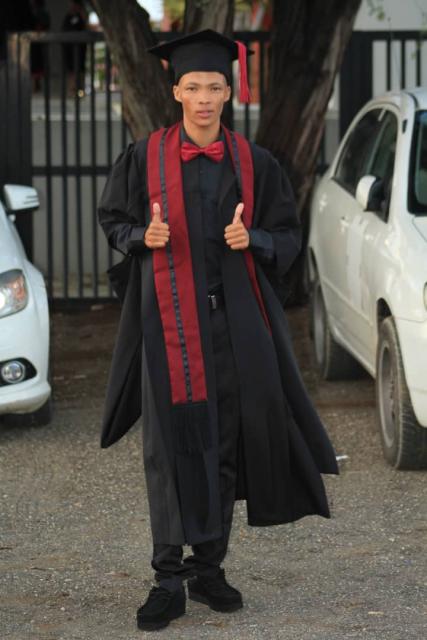 GOBABIS, 19 April 2025 - Petrus Askoek from Tsjaka Ben Hur graduated in Education (Photo:Contributed) NAMPA 