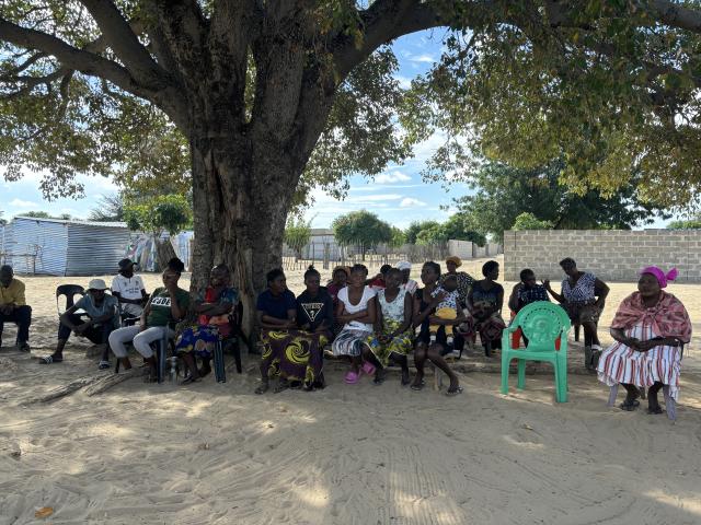 TUHINGIRENI, 27 April 2025 - Residents of Tuhingireni gathered under a tree to discuss the neighbourhood’s concerns. (Photo by: Sawi Hausiku) NAMPA