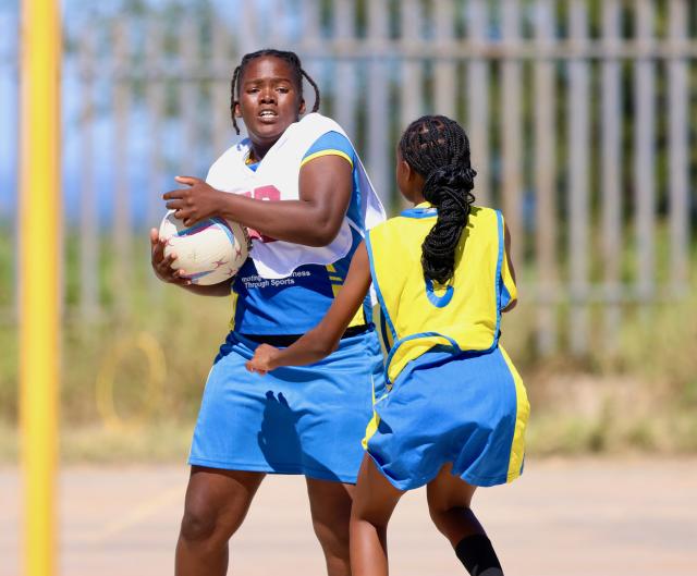 RIETFONTEIN, 04 May 2025 - Netball players while in action during the 2025 Namibian Deaf Sports Federation (NDSF) National Games, that were held at the National Youth Service Centre in Rietfontein, Otjozondjupa Region. (Photo by: Hesron Kapanga) NAMPA