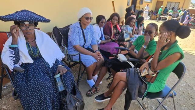 OKAHANDJA, 12 May 2025 - Some members of the Ovambanderu Youth League and other mourners who paid tribute to Senior Councillor of the Ovambanderu Traditional Authority, Gerson Kunomundu Katjirua during his burial in Okahandja on Sunday (Photo: Zebaldt Ngaruka) NAMPA 