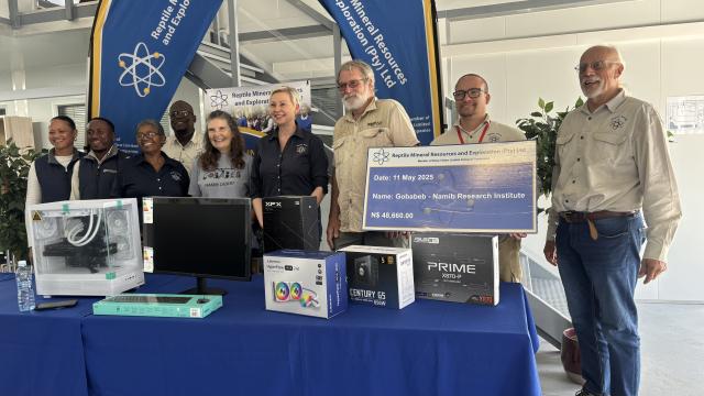 SWAKOPMUND, 13 MAY 2025 - Reptile Mineral Resources has donated  specialised computing equipment to the Gobabeb Research Institute in the Erongo Region. The equipment will enable the institute to establish Namibia’s first ever bioinformatics, remote sensing and geographic information systems desk. (Photo by: Isabel Bento) NAMPA